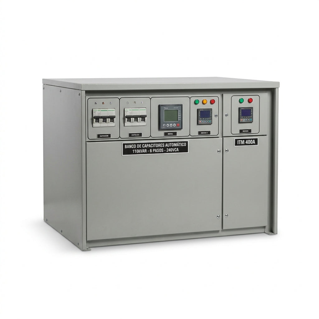 Banco de capacitores automático 110kVAR 6pasos con ITM 400A 240VCA