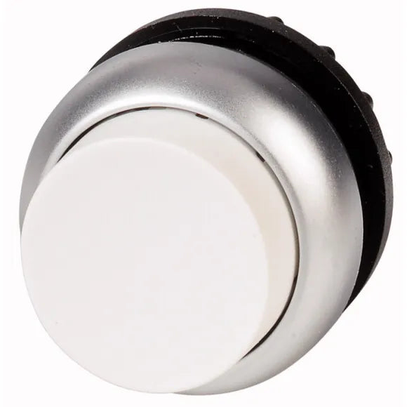 M22-DRH-W RMQ-Titan Botón pulsador Saliente Bisel plata 22mm Mantenido Blanco