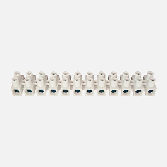 Regletas de conexión atornillada 12 polos 0.50-2.5mm² 20-14AWG 24A 450VCA Blanco