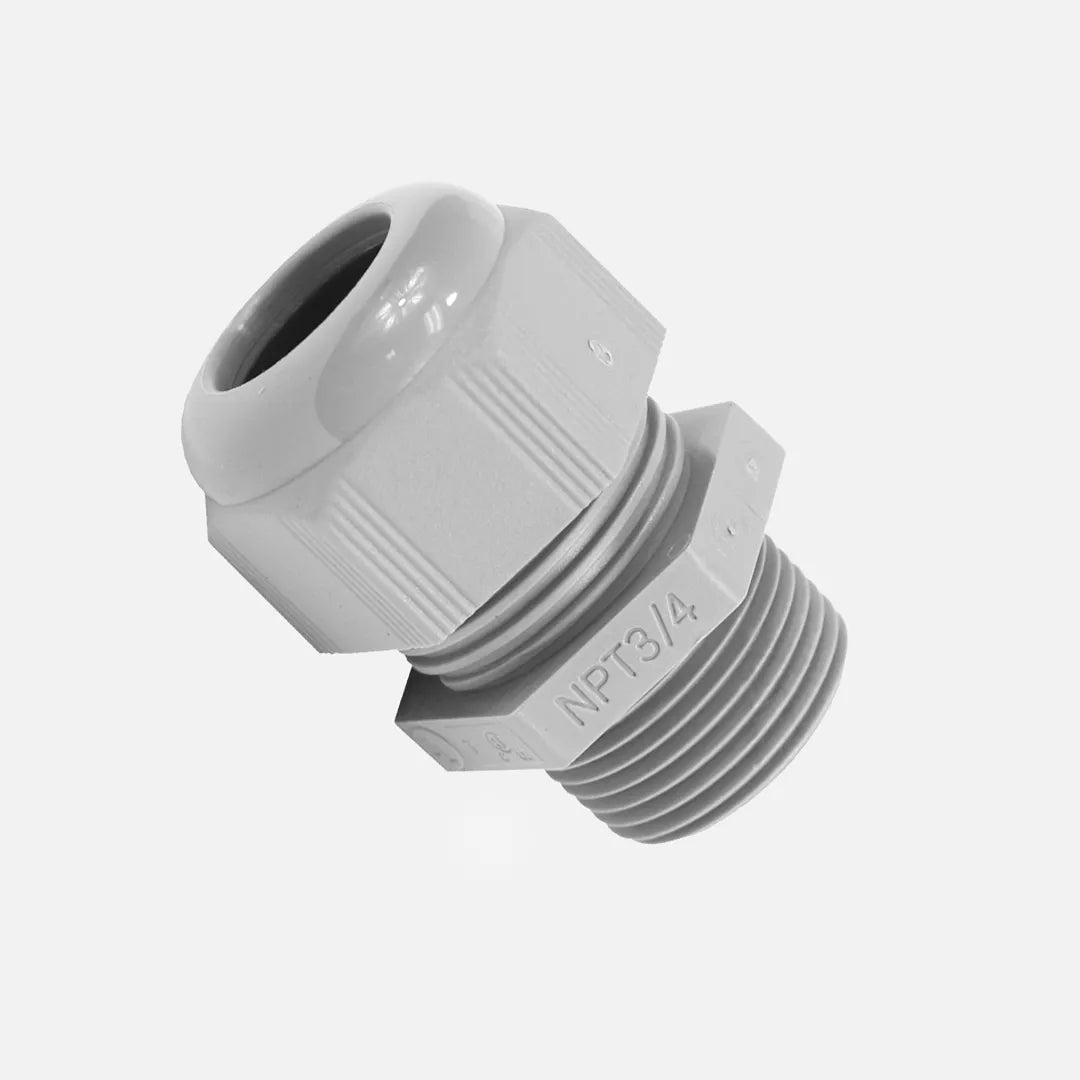 Conector glándula de nylon gris NPT3/4″ 13-18mm IP68