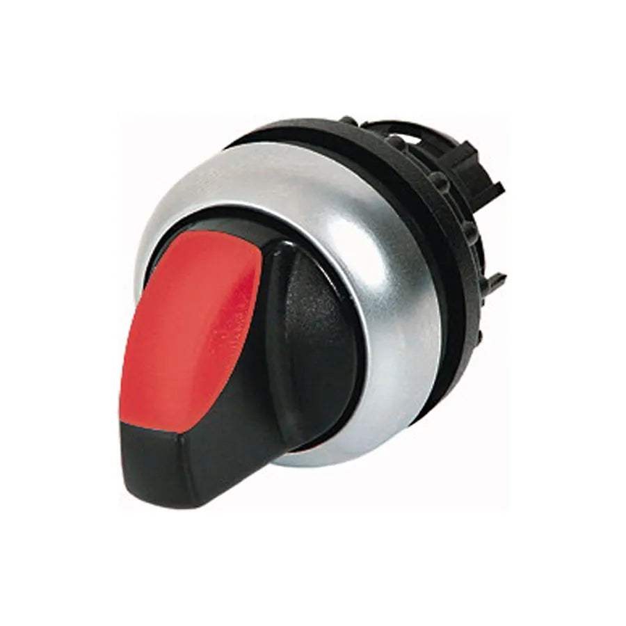 M22-WLK3-R Selector T/Palanca iluminado 3 pos B/plata 22mm Momentáneo Rojo