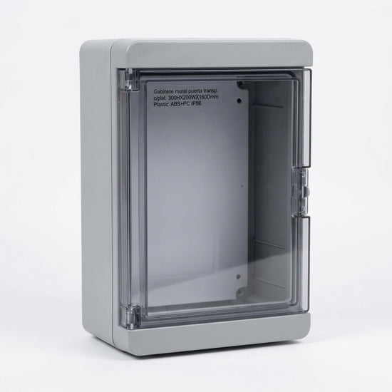 Gabinete mural puerta transp. c/plat. 300HX200WX160Dmm Plastic. ABS+PC IP66