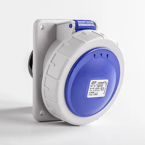 BASE EMPOTRAR INCLINADA 16A 3P+N+T 220V 9H AZUL IP67