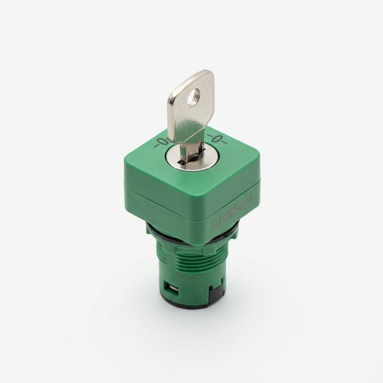 Q18S3-GN Selector cuadrado 18X18mm con Llave 3pos 16mm Momentáneo -0- Verde