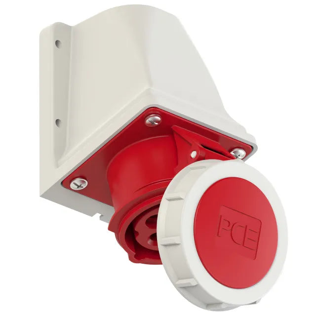 3822 Base mural 3P+T 6H 16A 400V IP67 Rojo
