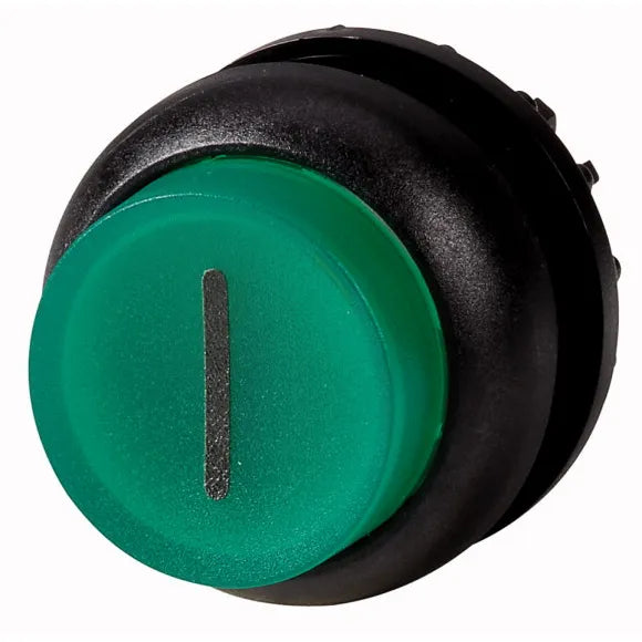 M22S-DLH-G-X1 Botón pulsador ilumin Saliente B/negro 22mm Momentáneo -I- Verde
