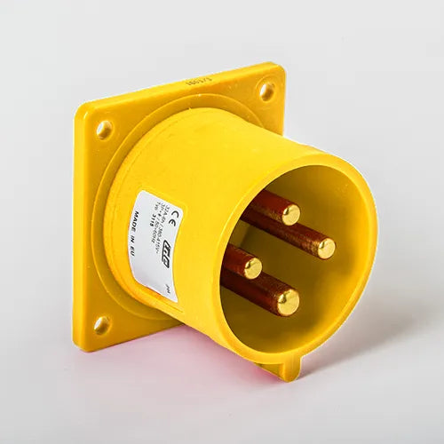 Clavija empotrar recta 32A 3P+T 120VCA 4h Amarillo IP44