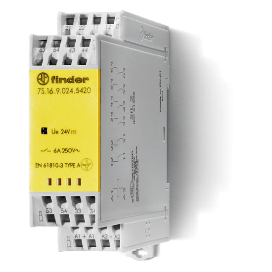 Relé modular con contactos guía forzada 24VDC 4NA+2NC 6A 250V AgSnO2+Au IP20