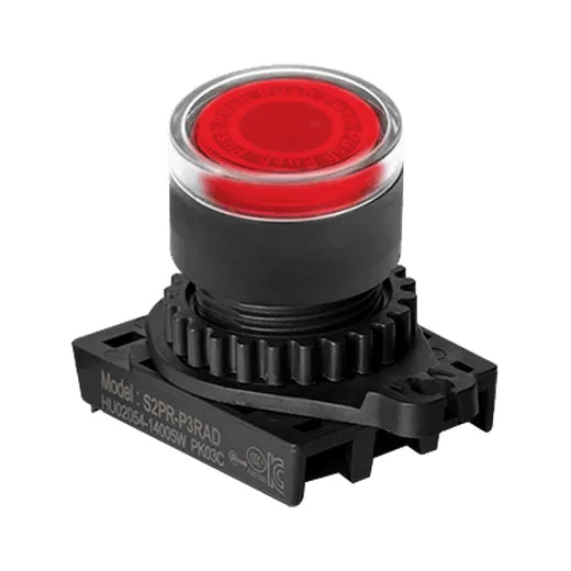 S2PR-P3R Botón pulsador redondo iluminado saliente 22mm momentáneo rojo