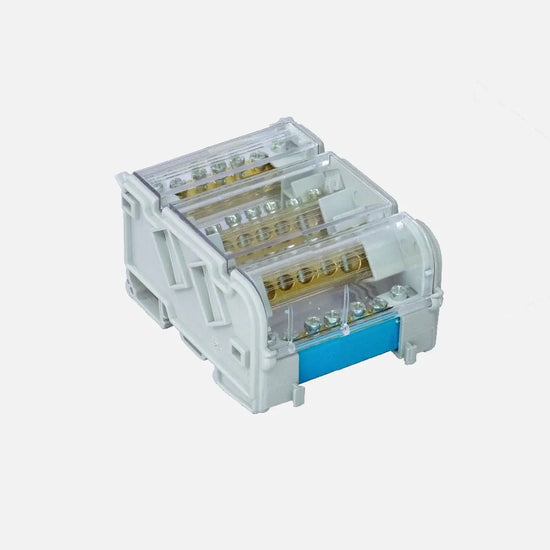Bloque de terminales de distribución tetrapolar 7 orificios por polo 125A 750VCA