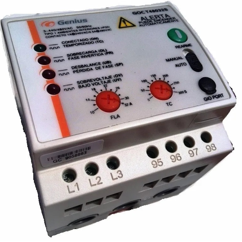 Relé 3ph de protección contra fallas de fase y sobrecargas 10-32A 440/480V