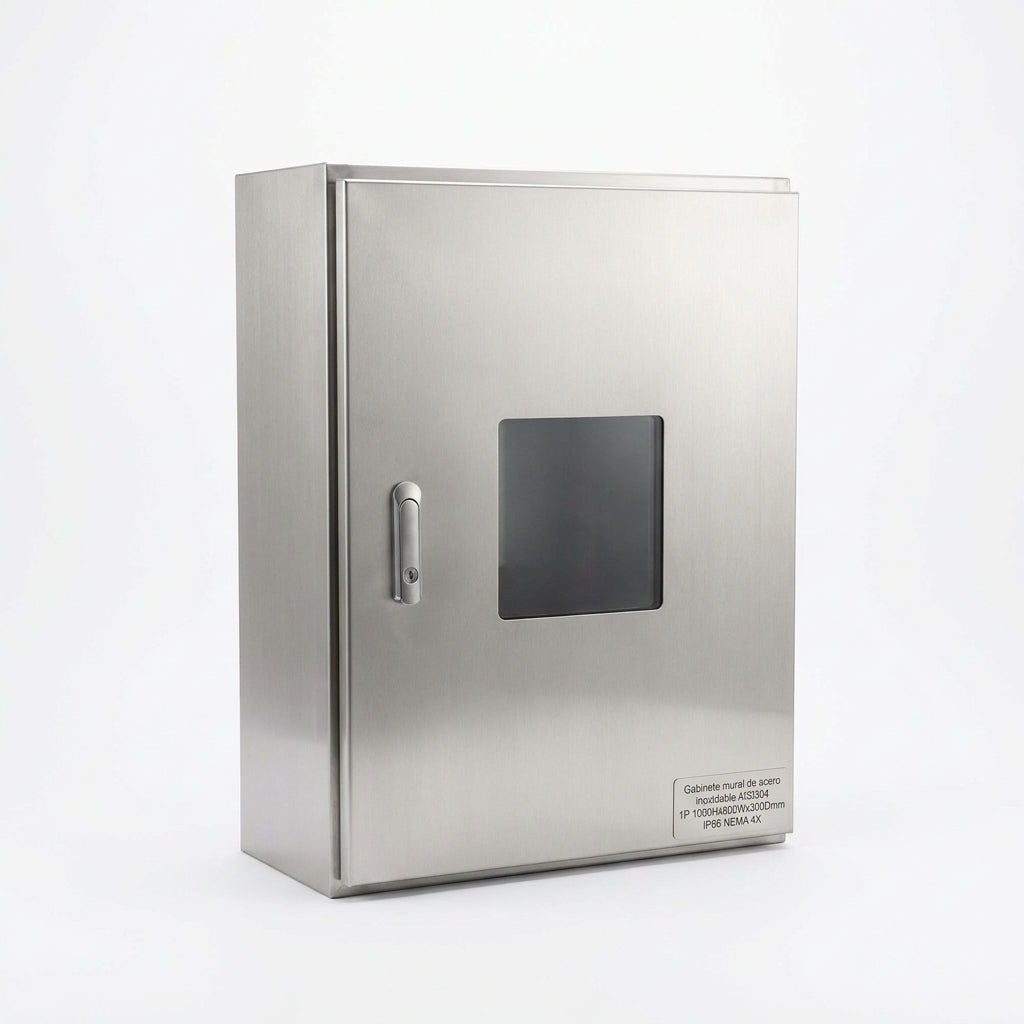 Gabinete mural de acero inoxidable AISI304 1P 1000Hx800Wx300Dmm IP66 NEMA 4X
