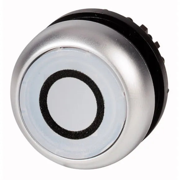 M22-DRL-W-X0 Botón pulsador iluminado Plano B/plata 22mm Mantenido -0- Blanco