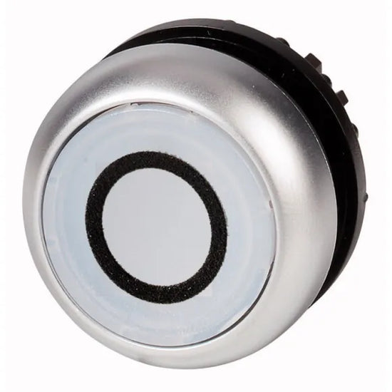 M22-DRL-W-X0 Botón pulsador iluminado Plano B/plata 22mm Mantenido -0- Blanco