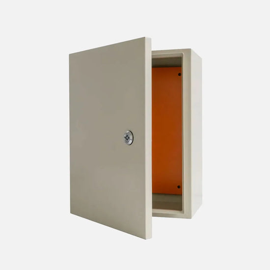 Gabinete mural c/plat.  400HX300WX200Dmm Acero lam. en friogalv RAL7035 IP66