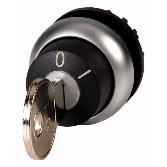 M22-WS Selector con Llave MS1 2 posiciones B/plata 22mm Momentáneo
