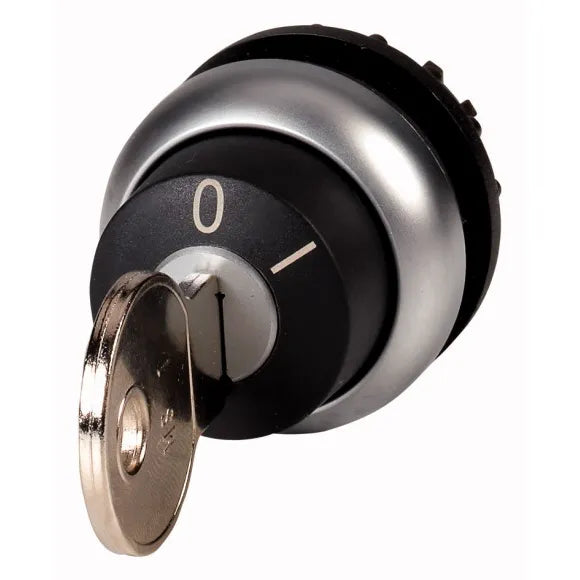 M22-WRS-MS* Selector con Llave MS2-MS20 2 posiciones B/plata 22mm Mantenido