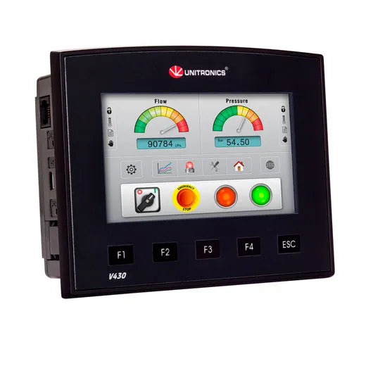 PLC+HMI 4.3” LCD TFT 480x272px 8DI (1xHSC), 2D/AI, 2PT100/TC 8DO (Relé), 2AO