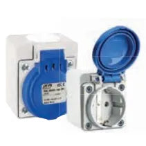Base mural tipo schuko 16A 2P+T 250VCA Azul IP54