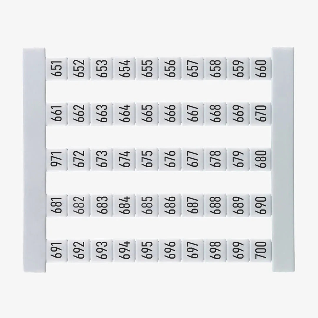 DEK 5 FS 651-700 Etiquetas para clema 5Hx5Wmm 651-700 Vertical 50Pz