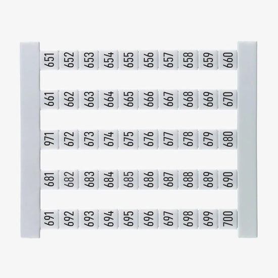 DEK 5 FS 651-700 Etiquetas para clema 5Hx5Wmm 651-700 Vertical 50Pz