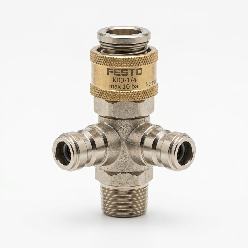 FESTO Conector acoplador rapido de 3 vias neumatico cuerda 1/4" npt