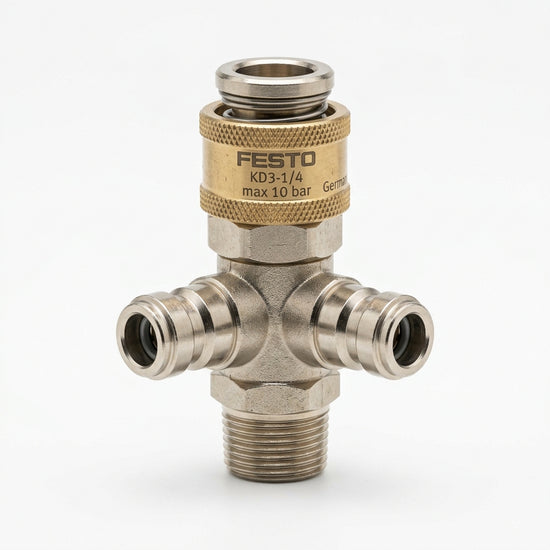 FESTO Conector acoplador rapido de 3 vias neumatico cuerda 1/4" npt