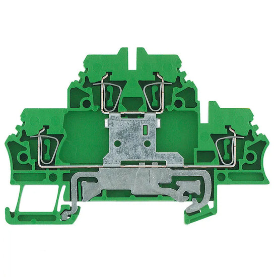 ZDK 2.5PE Clema 2-Pisos PE 2 conex 2.5mm² 26-12AWG 500VCA Verde-Amarillo
