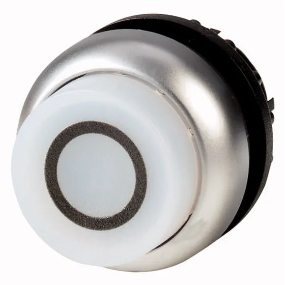 M22-DRLH-W-X0 Botón pulsador ilumin Saliente B/plata 22mm Mantenido -0- Blanco
