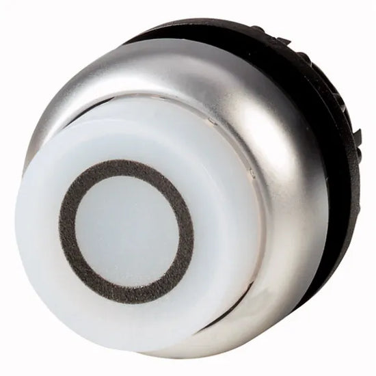M22-DRLH-W-X0 Botón pulsador ilumin Saliente B/plata 22mm Mantenido -0- Blanco
