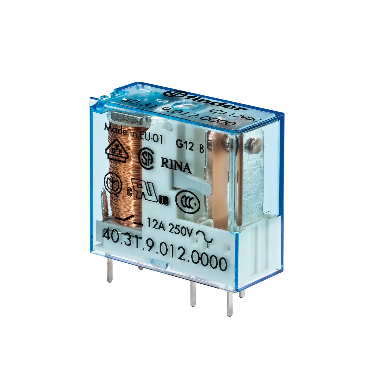 Relevador para circuito impreso 5 pines 110VCD 1CO 1NA1NC AgNi 10A 250V