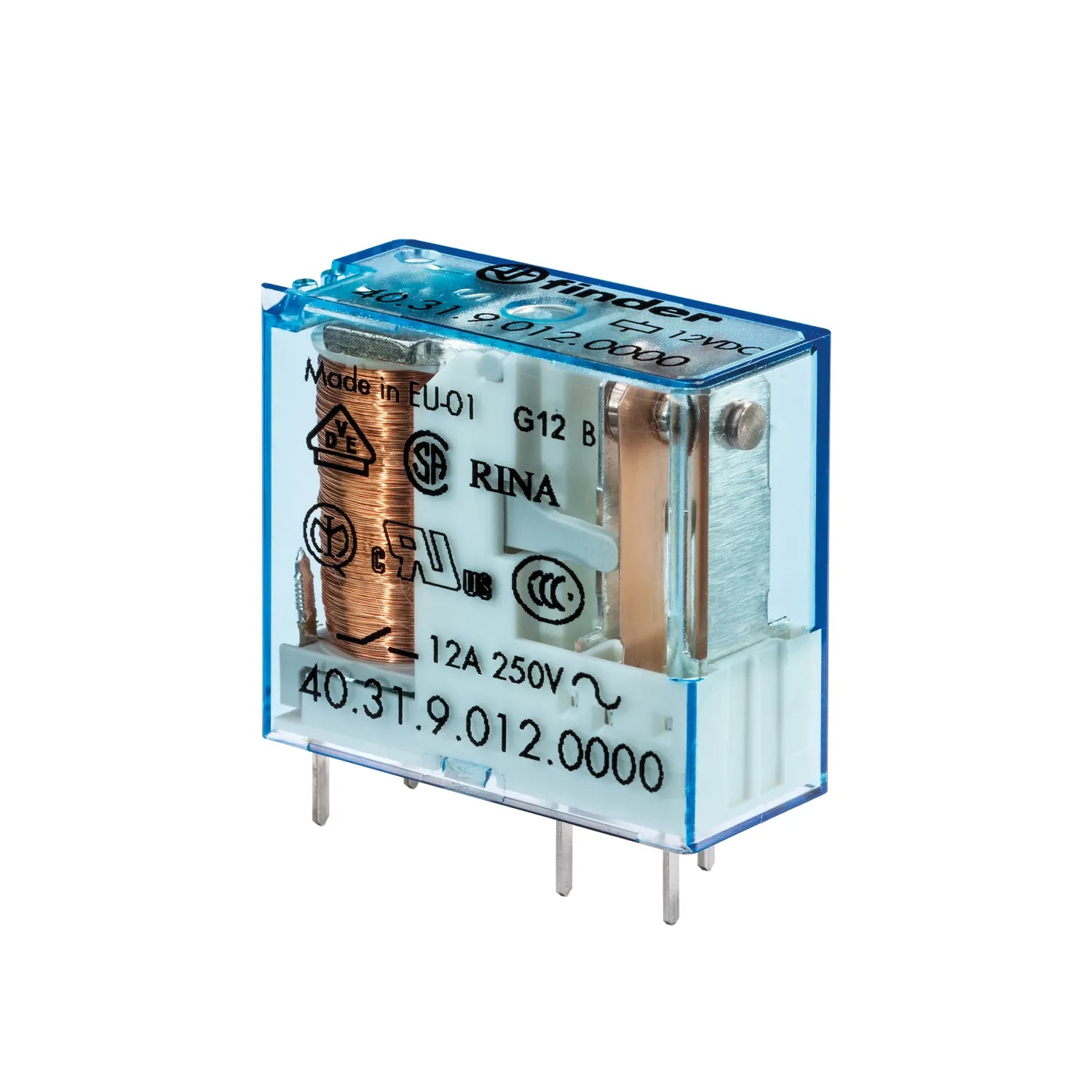Relevador para circuito impreso 5 pines 110VCD 1CO 1NA1NC AgNi 10A 250V