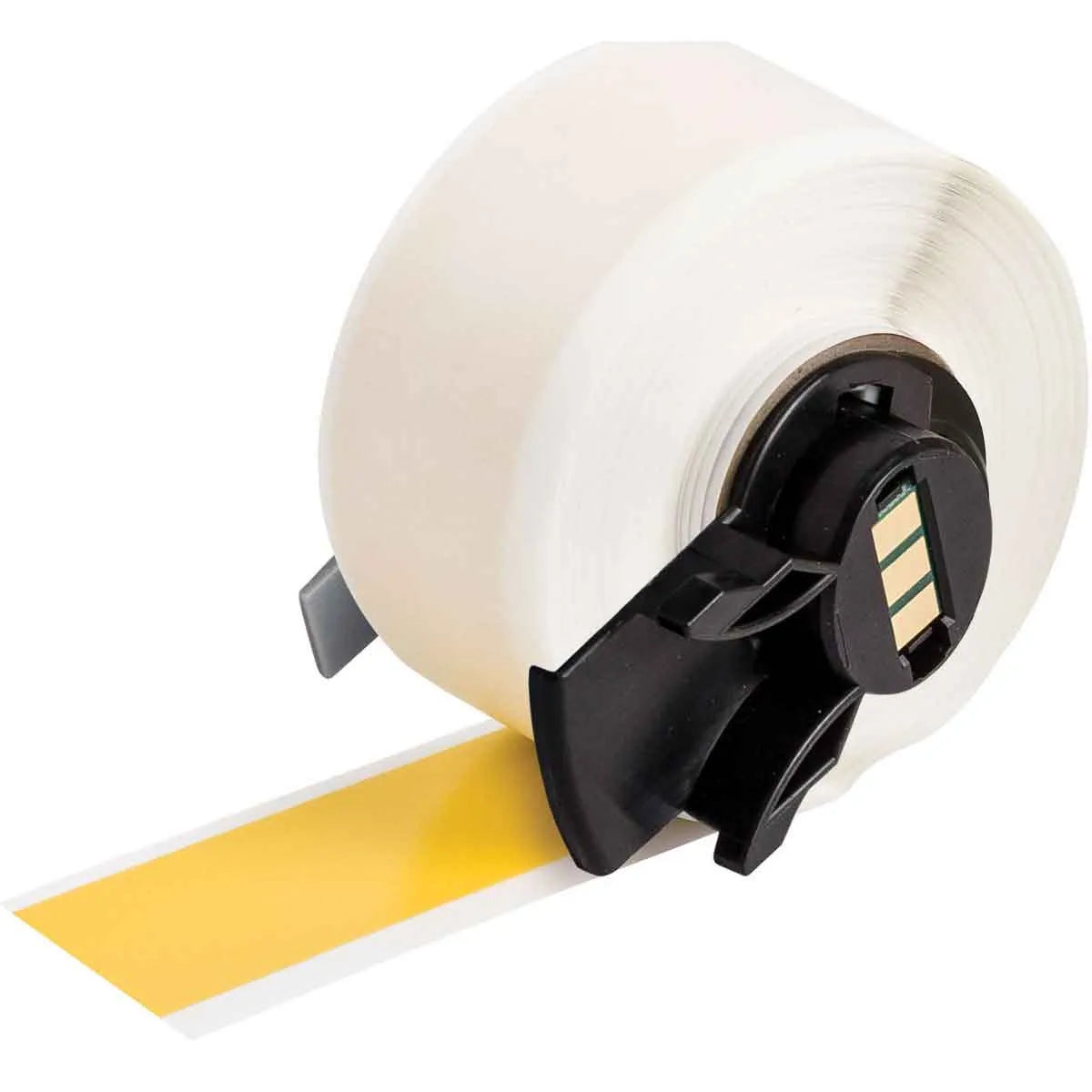 Etiqueta continua de vinilo 0.5W in x 50L ft Negro en Amarillo