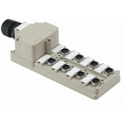 SAI-8-M 4P IDC Distribuidor pasivo LED con 8 sockets M12 4P Capota IP68
