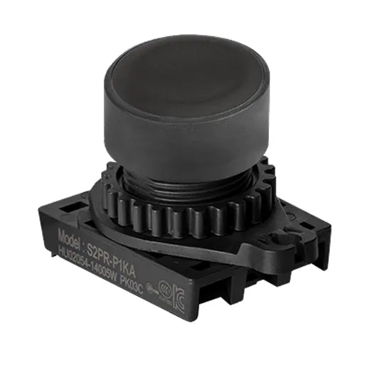 S2PR-P1K Botón pulsador redondo saliente 22mm momentáneo negro