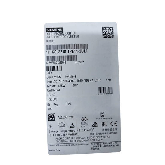 Siemens 6SL3210-1PE14-3UL1 Sinamics Power Module