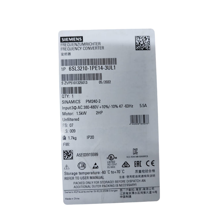 Siemens 6SL3210-1PE14-3UL1 Sinamics Power Module