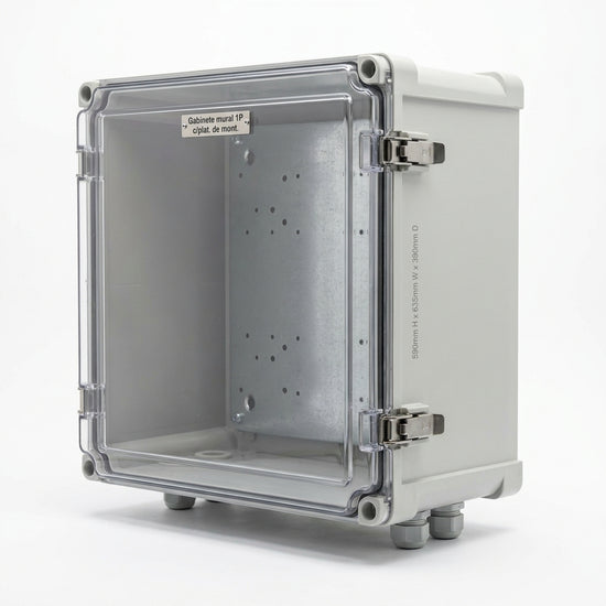 Gabinete mural 1P c/plat. de mont. 590mmHX635mmWX390mmD policarbonato IP67
