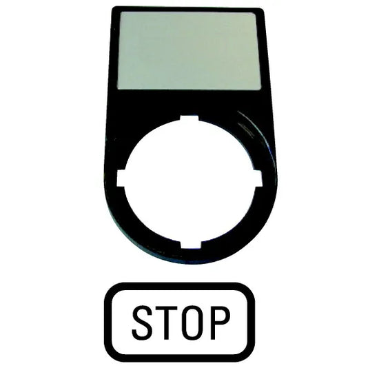 M22-ST-XGB0 RMQ-Titan Portaetiqueta Negro con etiqueta STOP