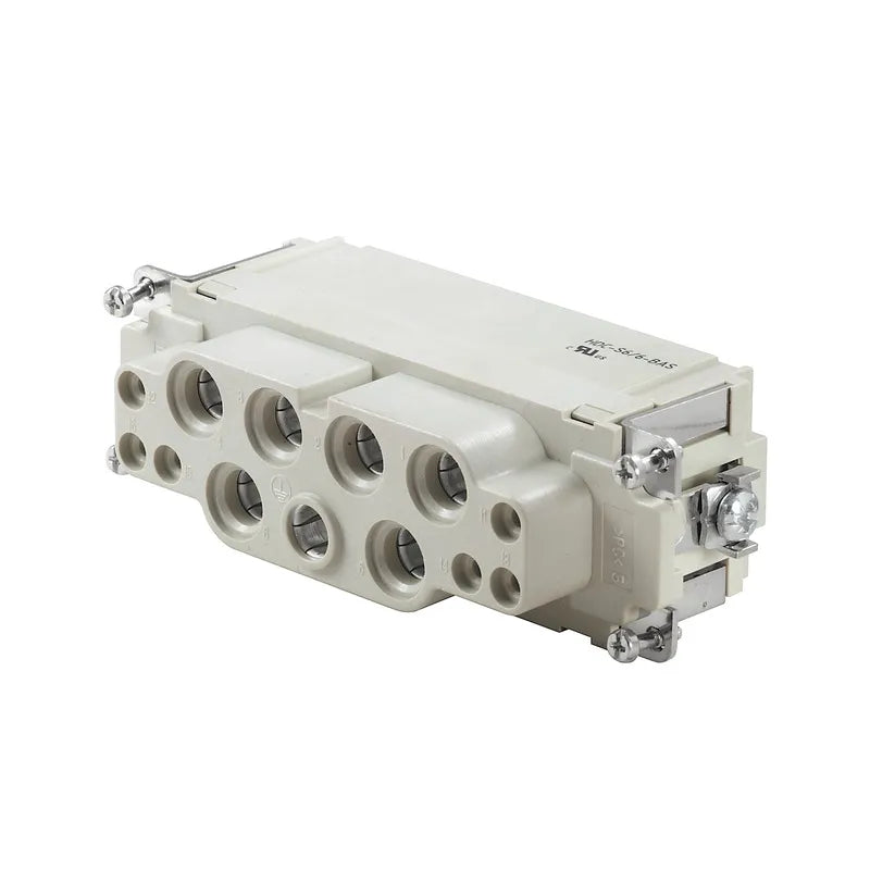 HDC S6 6 BAS Inserto hembra combinado C/Tornillo Axial 6P+6+PE 100A 690V Grupo 8