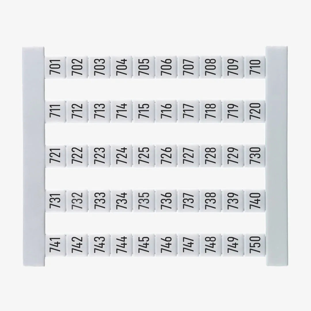 DEK 5 FS 701-750 Etiquetas para clema 5Hx5Wmm 701-750 Vertical 50Pz