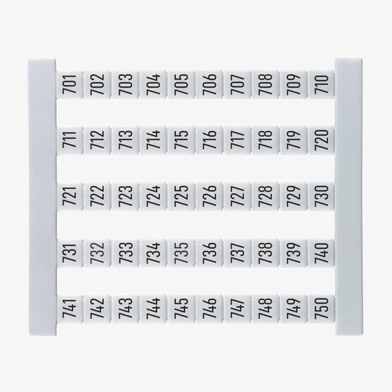 DEK 5 FS 701-750 Etiquetas para clema 5Hx5Wmm 701-750 Vertical 50Pz