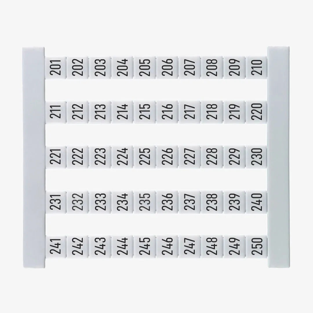 DEK 5 FS 201-250 Etiquetas para clema 5Hx5Wmm 201-250 Vertical 50Pz