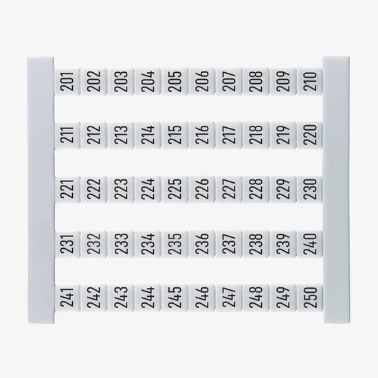 DEK 5 FS 201-250 Etiquetas para clema 5Hx5Wmm 201-250 Vertical 50Pz