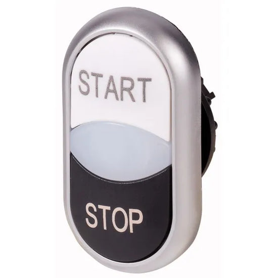 M22-DDL-WS-GB1/GB0 Botón doble Momentáneo iluminado Blanco/Negro START-STOP
