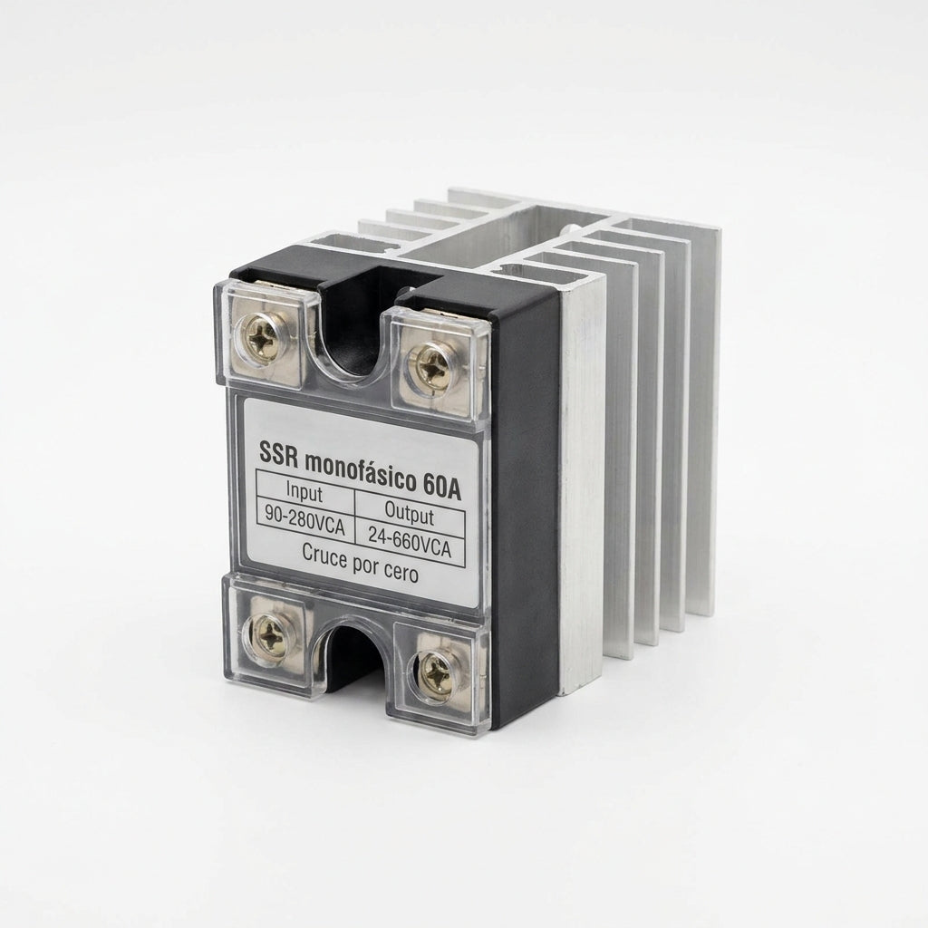 SSR monofásico 60A Input 90-280VCA Output 24-660VCA Cruce por cero
