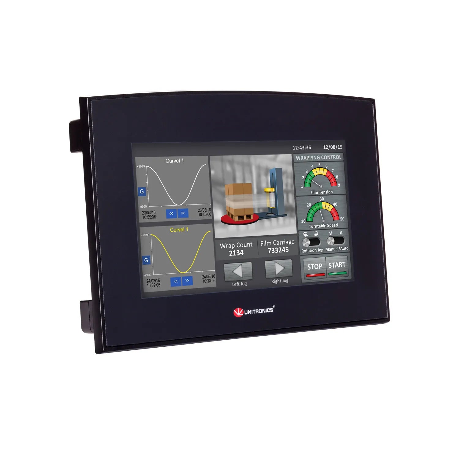 PLC+HMI 7” LCD TFT 800x480px 10DI (3xHSC), 2D/AI 8DO (Relé)