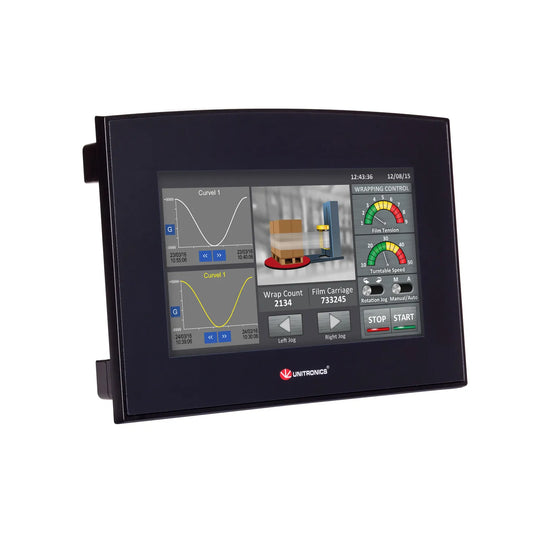 PLC+HMI 7” LCD TFT 800x480px 10DI (3xHSC), 2D/AI 8DO (Relé)