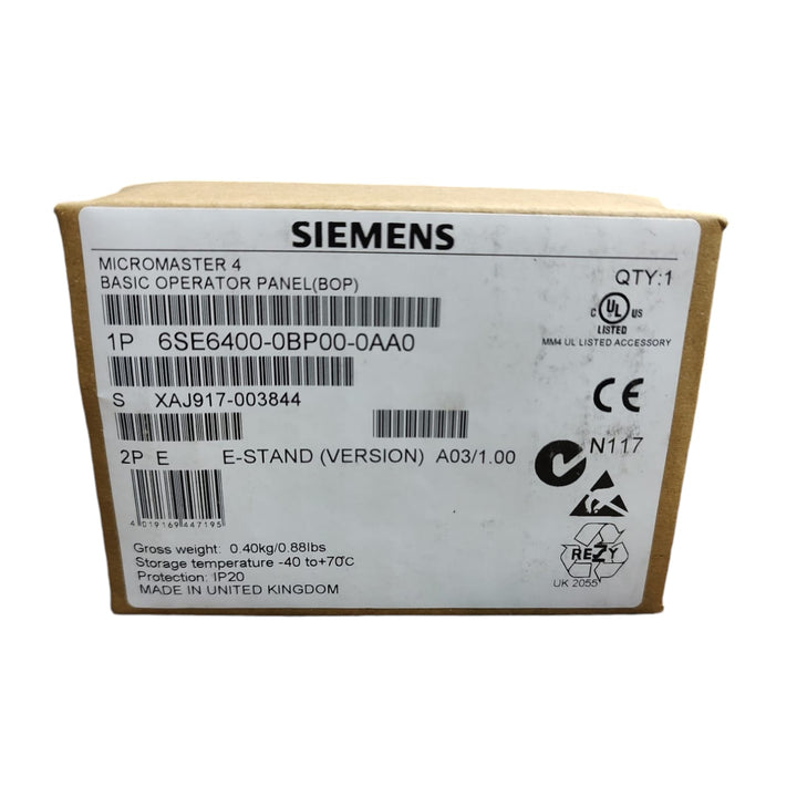 Siemens 6SE6400-0BP00-0AA0 micromaster 4