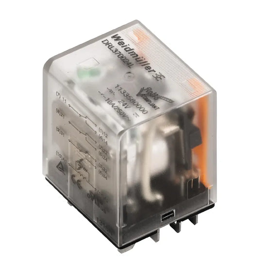 DRL370024L  Relevador de potencia 11 pines 24VCD 3CO 3NA3NC AgNi 10A 250V Con LE